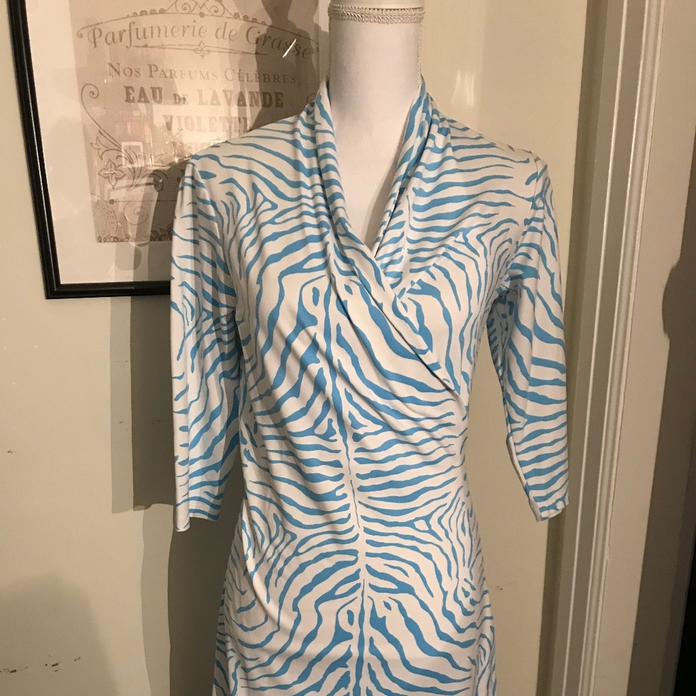 J.McLaughlin Blue & White Zebra Print Dress